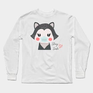 Raccoon, Stay Safe Long Sleeve T-Shirt